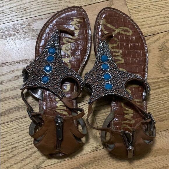 SAM ELDERMAN JEWELED‎ SANDALS SIZE 7.5M - Picture 2 of 5